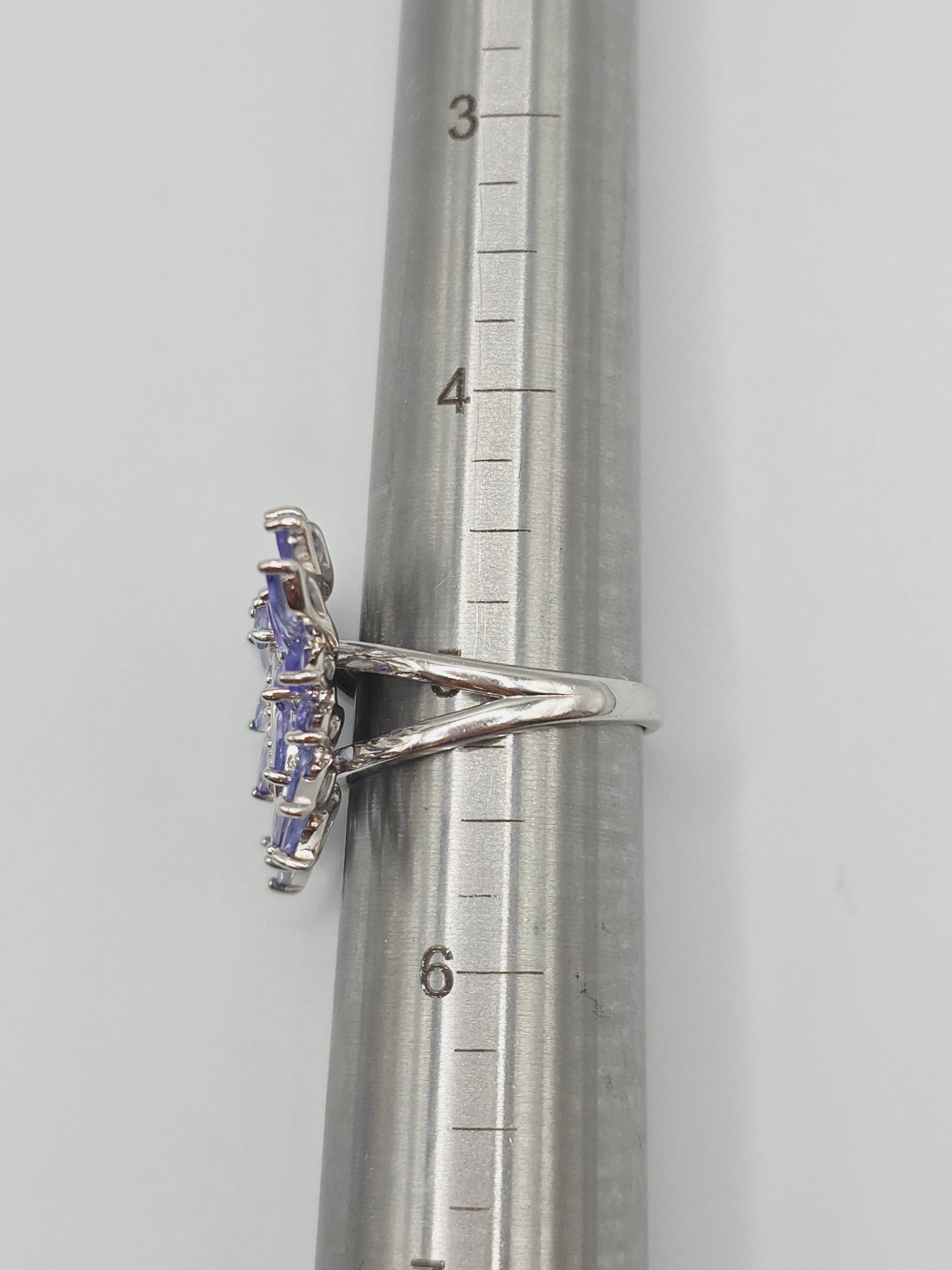Sterling Silver Butterfly Ring with Iolite Wings and White Topaz Body - Size 5