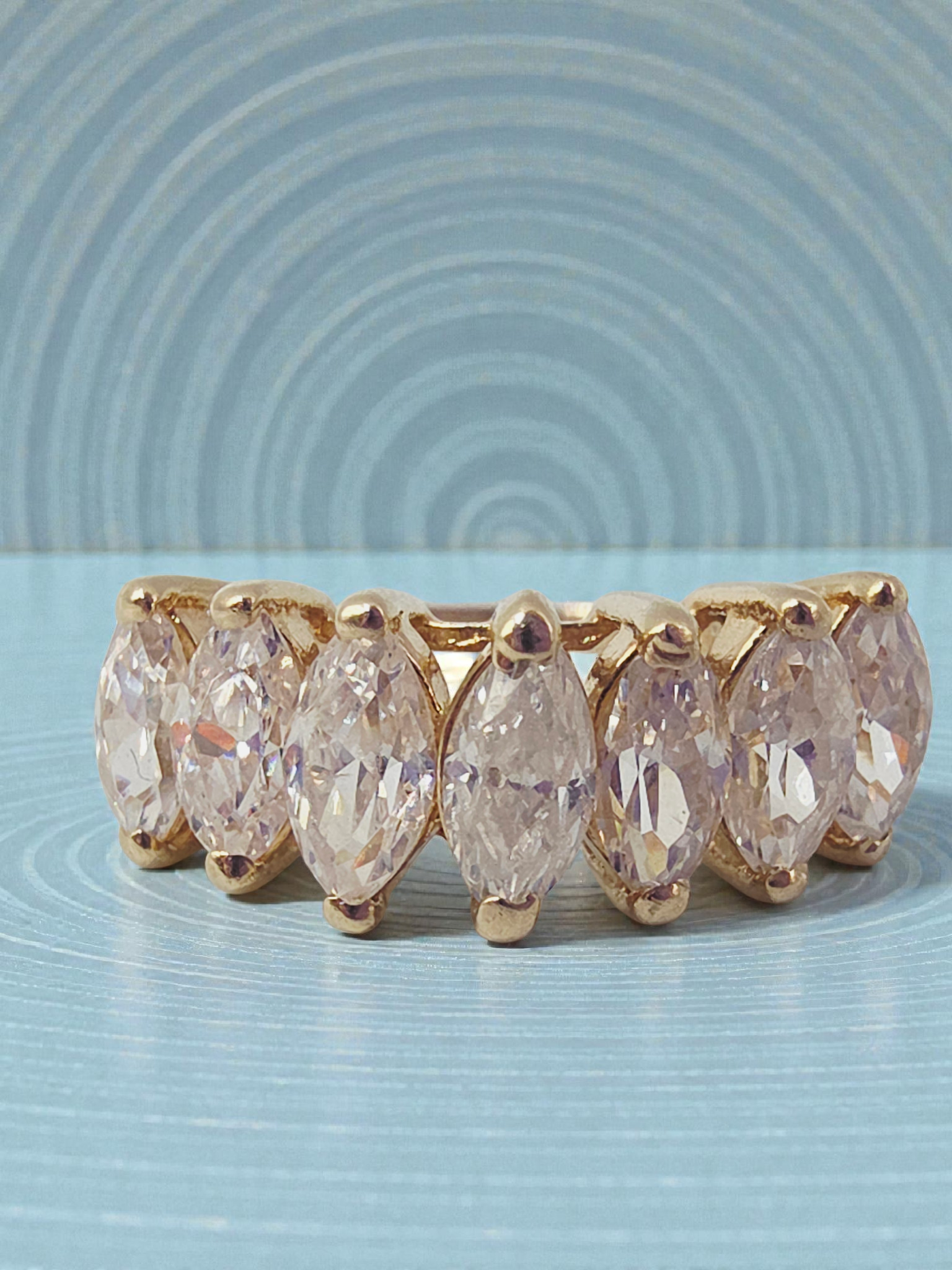 Fessenden & Co. Solid 10K Yellow Gold Marquise-Cut CZ Ring – Size 6.75