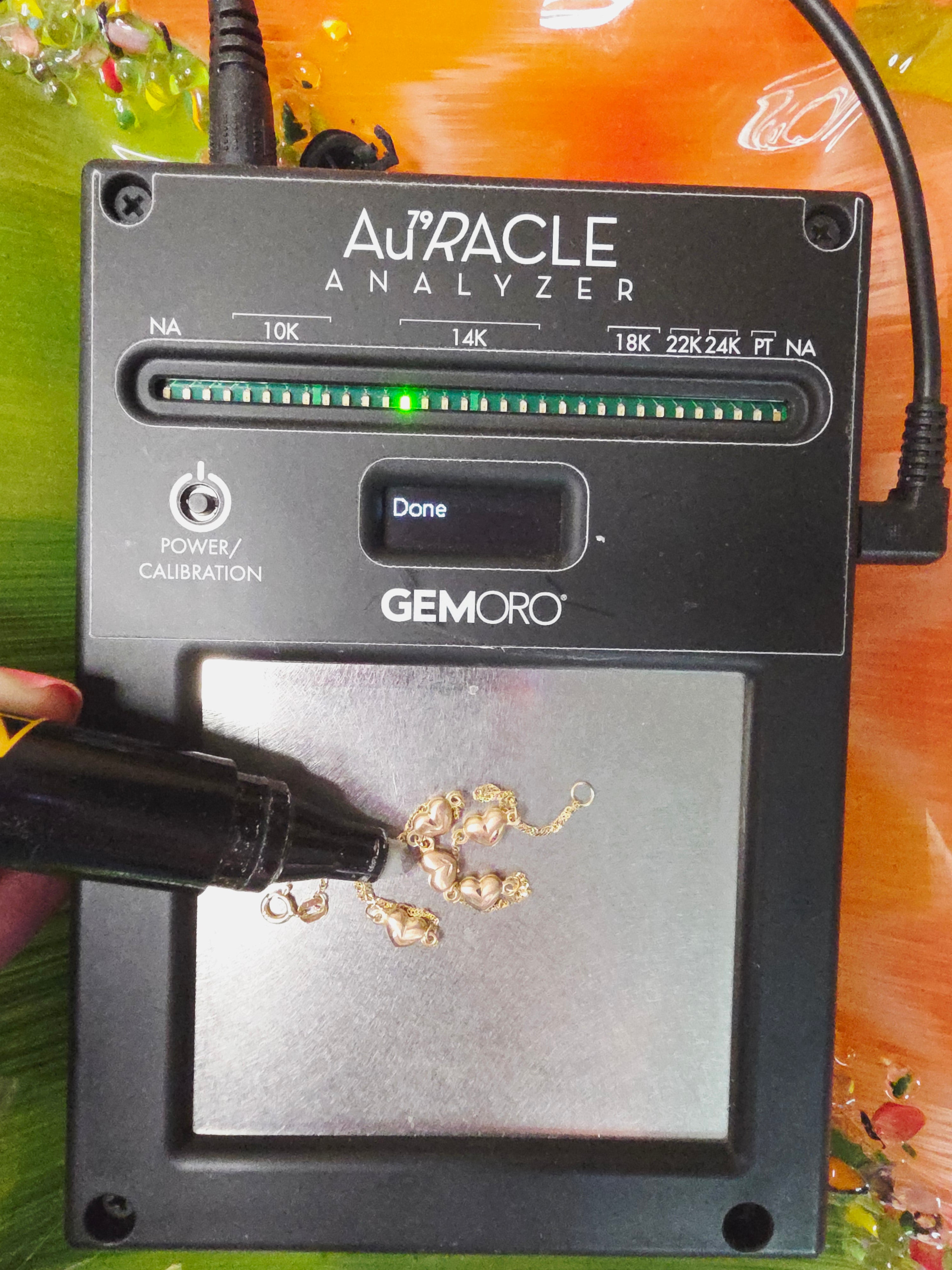 Solid 14K Yellow Gold Bracelet with 3D Rose Gold Hearts - 7.5 Inches